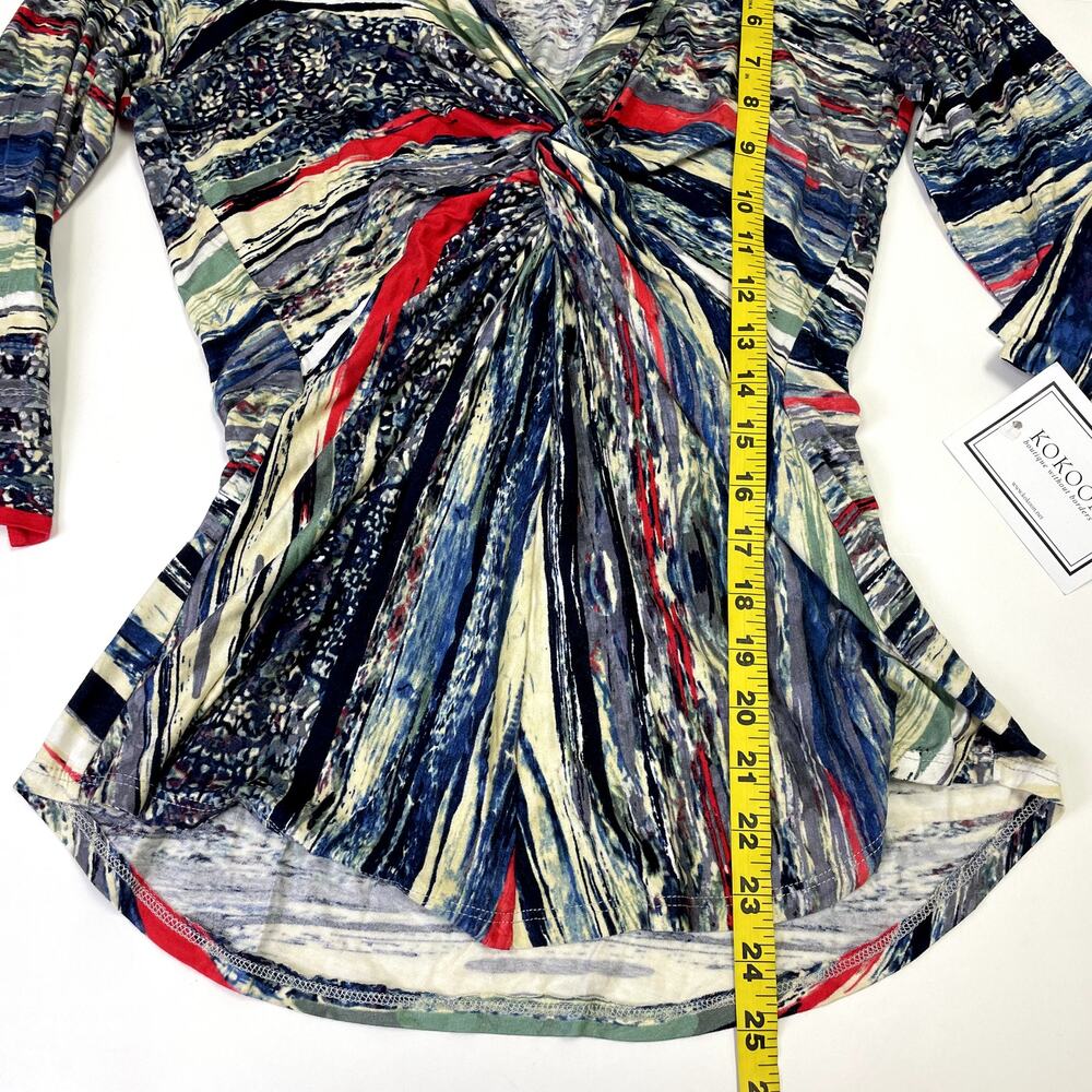 NWT Vintage Y2K KOKOON Vibrant Twist-front Top M Abstract pattern - Picture 13 of 16
